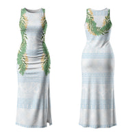 Hawai'i Paniolo Maile Twisted Lei Couples Matching Tank Maxi Dress and Hawaiian Shirt Winter White LT7 - Polynesian Pride