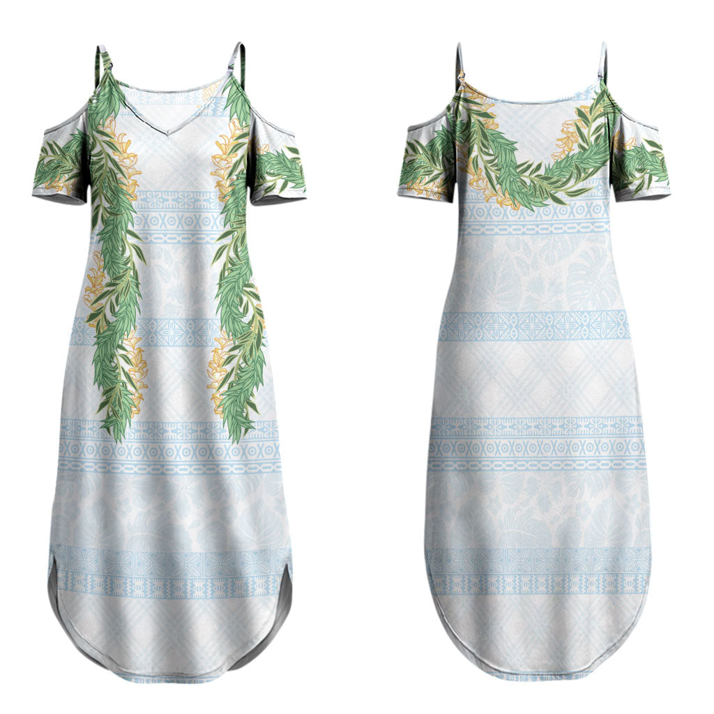 Hawai'i Paniolo Maile Twisted Lei Family Matching Summer Maxi Dress and Hawaiian Shirt Winter White LT7 Mom's Dress White - Polynesian Pride
