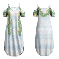 Hawai'i Paniolo Maile Twisted Lei Family Matching Summer Maxi Dress and Hawaiian Shirt Winter White LT7 Mom's Dress White - Polynesian Pride