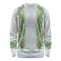 Hawai'i Paniolo Maile Twisted Lei Long Sleeve Shirt Winter White LT7 Unisex White - Polynesian Pride