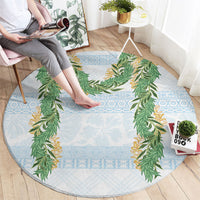Hawai'i Paniolo Maile Twisted Lei Round Carpet Winter White LT7 - Polynesian Pride