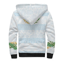 Hawai'i Paniolo Maile Twisted Lei Sherpa Hoodie Winter White LT7 - Polynesian Pride