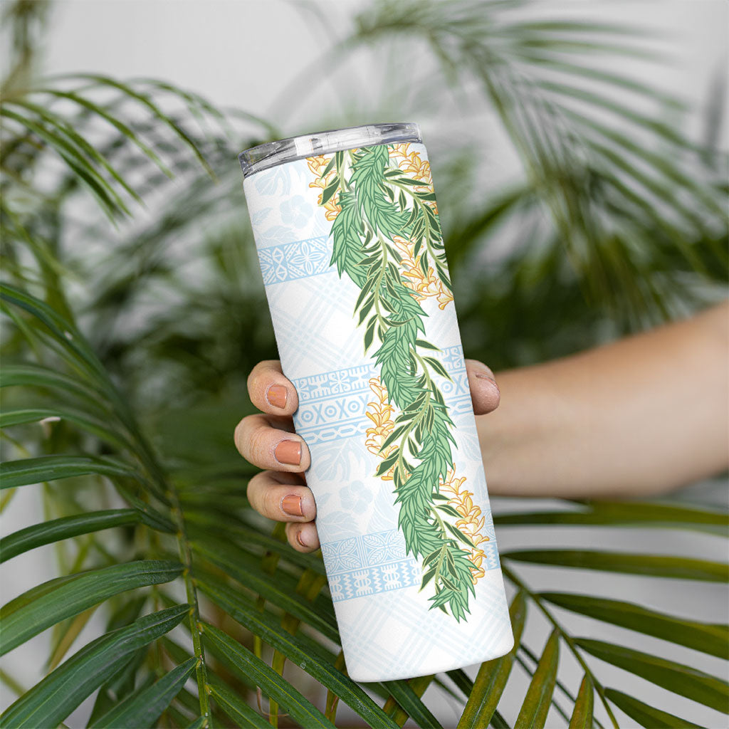 Hawai'i Paniolo Maile Twisted Lei Skinny Tumbler Winter White LT7 - Polynesian Pride