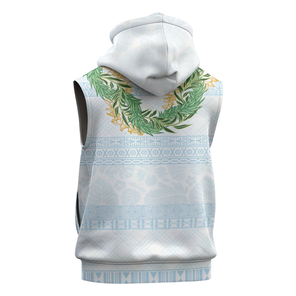 Hawai'i Paniolo Maile Twisted Lei Sleeveless Zip Hoodie Winter White LT7 - Polynesian Pride