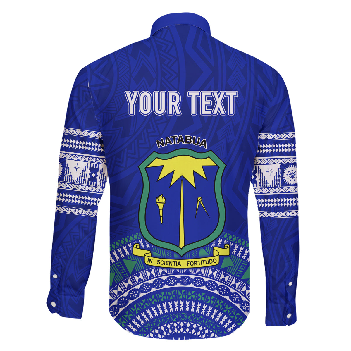 Personalised Fiji Natabua High School Family Matching Off Shoulder Maxi Dress and Hawaiian Shirt Kaviti Tapa Mix Colors Proud NHS LT7 - Polynesian Pride