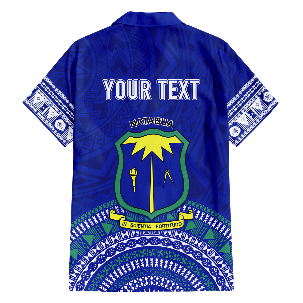 Personalised Fiji Natabua High School Family Matching Off Shoulder Short Dress and Hawaiian Shirt Kaviti Tapa Mix Colors Proud NHS LT7 - Polynesian Pride