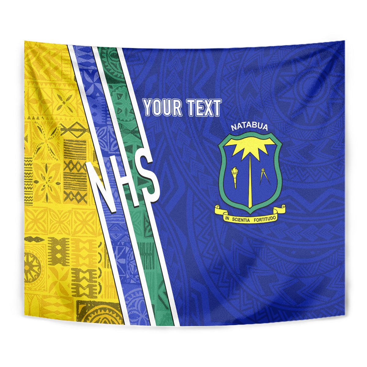 Personalised Fiji Natabua High School Tapestry Kaviti Tapa Mix Colors Proud NHS LT7 - Polynesian Pride