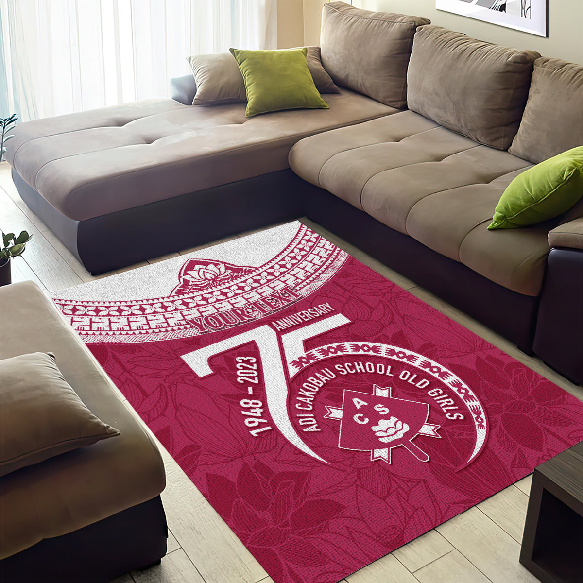 Personalised Fiji Adi Cakobau School Area Rug ACS Old Girls Lotus Mix Masi LT7 - Polynesian Pride