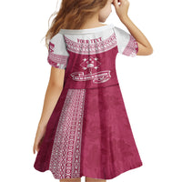 Personalised Fiji Adi Cakobau School Family Matching Off Shoulder Short Dress and Hawaiian Shirt ACS Old Girls Lotus Mix Masi LT7 - Polynesian Pride