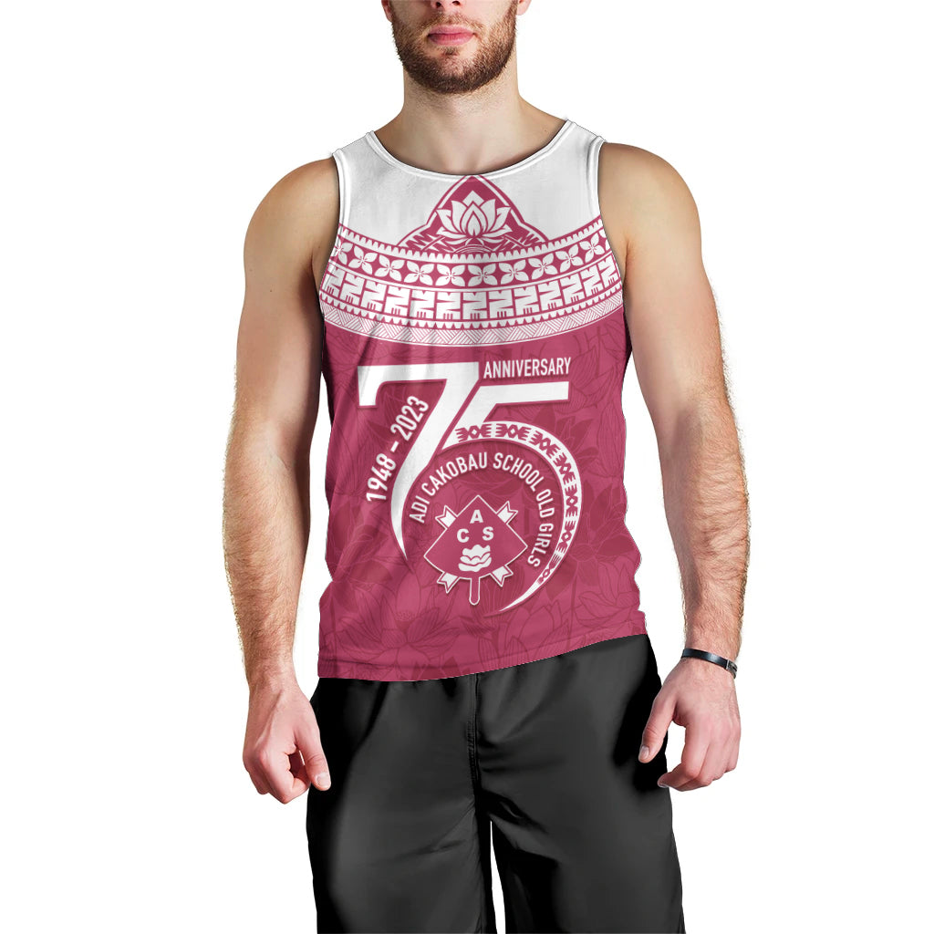 Personalised Fiji Adi Cakobau School Men Tank Top ACS Old Girls Lotus Mix Masi LT7 - Polynesian Pride