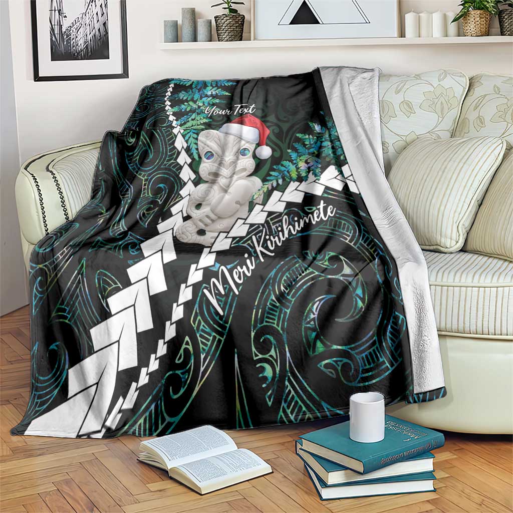 New Zealand Personalised Blanket Meri Kirihimete Kowhaiwhai Mix Paua Shell - Emerald