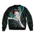 New Zealand Personalised Bomber Jacket Meri Kirihimete Kowhaiwhai Mix Paua Shell - Emerald