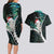 New Zealand Personalised Couples Matching Long Sleeve Bodycon Dress and Hawaiian Shirt Meri Kirihimete Kowhaiwhai Mix Paua Shell - Emerald