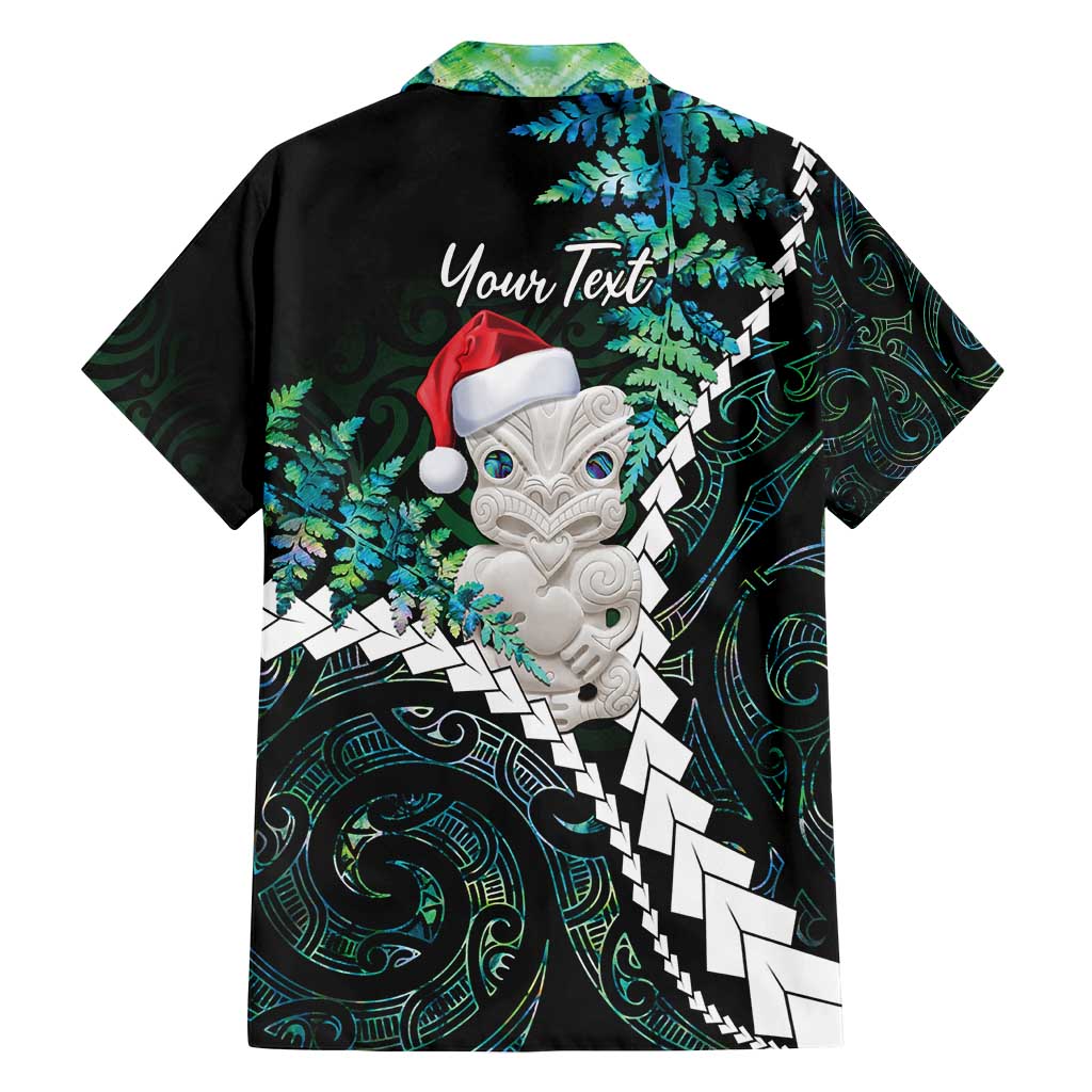New Zealand Personalised Family Matching Long Sleeve Bodycon Dress and Hawaiian Shirt Meri Kirihimete Kowhaiwhai Mix Paua Shell - Emerald LT7 - Polynesian Pride