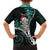 New Zealand Personalised Family Matching Short Sleeve Bodycon Dress and Hawaiian Shirt Meri Kirihimete Kowhaiwhai Mix Paua Shell - Emerald