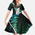 New Zealand Personalised Family Matching Short Sleeve Bodycon Dress and Hawaiian Shirt Meri Kirihimete Kowhaiwhai Mix Paua Shell - Emerald
