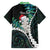 New Zealand Personalised Family Matching Tank Maxi Dress and Hawaiian Shirt Meri Kirihimete Kowhaiwhai Mix Paua Shell - Emerald