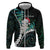 New Zealand Personalised Hoodie Meri Kirihimete Kowhaiwhai Mix Paua Shell - Emerald