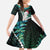 New Zealand Personalised Kid Short Sleeve Dress Meri Kirihimete Kowhaiwhai Mix Paua Shell - Emerald