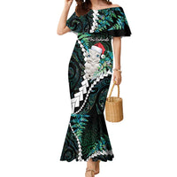 New Zealand Personalised Mermaid Dress Meri Kirihimete Kowhaiwhai Mix Paua Shell - Emerald LT7 Women Green - Polynesian Pride