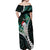 New Zealand Personalised Off Shoulder Maxi Dress Meri Kirihimete Kowhaiwhai Mix Paua Shell - Emerald
