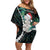 New Zealand Personalised Off Shoulder Short Dress Meri Kirihimete Kowhaiwhai Mix Paua Shell - Emerald