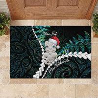 New Zealand Personalised Rubber Doormat Meri Kirihimete Kowhaiwhai Mix Paua Shell - Emerald