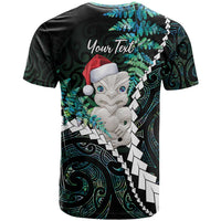 New Zealand Personalised T Shirt Meri Kirihimete Kowhaiwhai Mix Paua Shell - Emerald