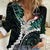 New Zealand Personalised Women Casual Shirt Meri Kirihimete Kowhaiwhai Mix Paua Shell - Emerald