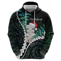New Zealand Personalised Zip Hoodie Meri Kirihimete Kowhaiwhai Mix Paua Shell - Emerald