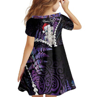 New Zealand Personalised Family Matching Short Sleeve Bodycon Dress and Hawaiian Shirt Meri Kirihimete Kowhaiwhai Mix Paua Shell - Amethys LT7 - Polynesian Pride