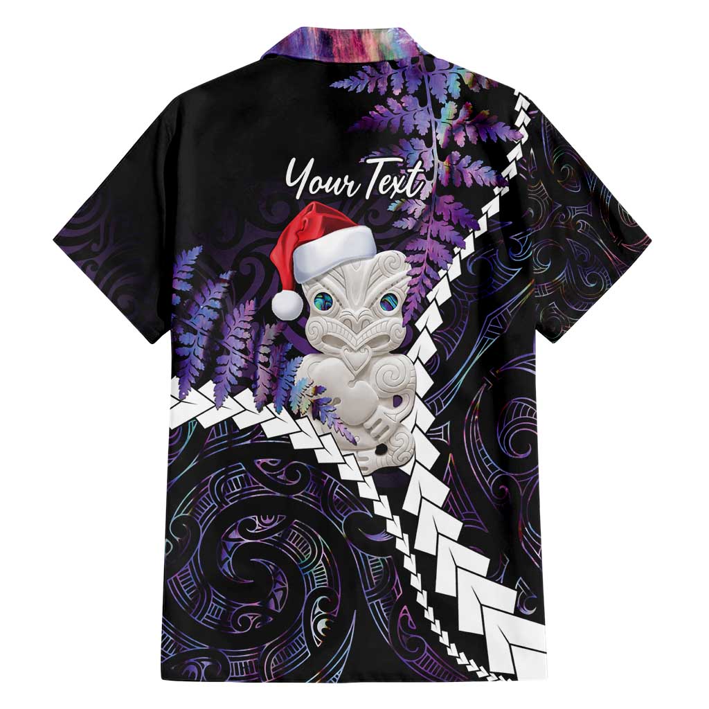 New Zealand Personalised Family Matching Short Sleeve Bodycon Dress and Hawaiian Shirt Meri Kirihimete Kowhaiwhai Mix Paua Shell - Amethys LT7 - Polynesian Pride