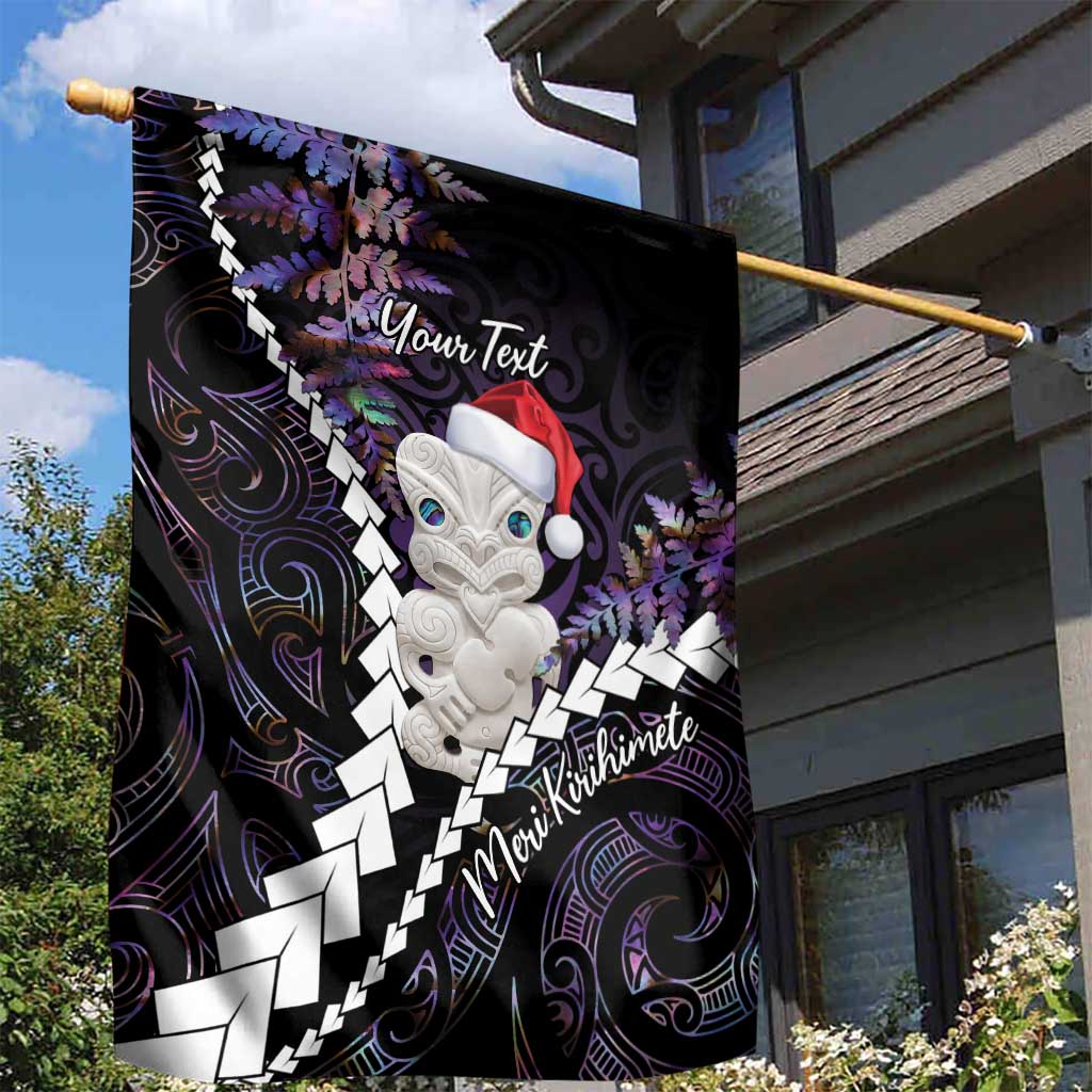 New Zealand Personalised Garden Flag Meri Kirihimete Kowhaiwhai Mix Paua Shell - Amethys