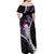 New Zealand Personalised Off Shoulder Maxi Dress Meri Kirihimete Kowhaiwhai Mix Paua Shell - Amethys