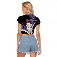 New Zealand Personalised Raglan Cropped T Shirt Meri Kirihimete Kowhaiwhai Mix Paua Shell - Amethys