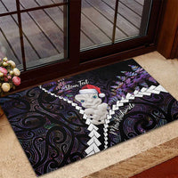 New Zealand Personalised Rubber Doormat Meri Kirihimete Kowhaiwhai Mix Paua Shell - Amethys