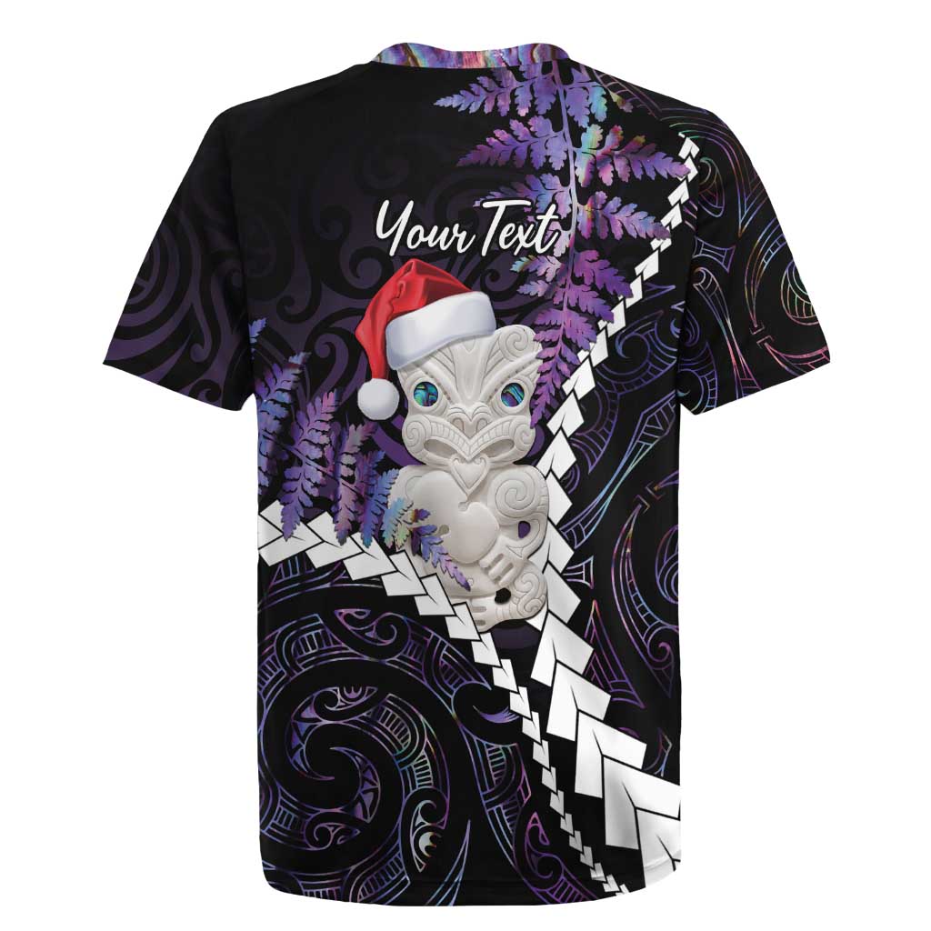 New Zealand Personalised Rugby Jersey Meri Kirihimete Kowhaiwhai Mix Paua Shell - Amethys