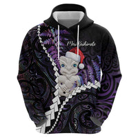 New Zealand Personalised Zip Hoodie Meri Kirihimete Kowhaiwhai Mix Paua Shell - Amethys LT7 - Polynesian Pride