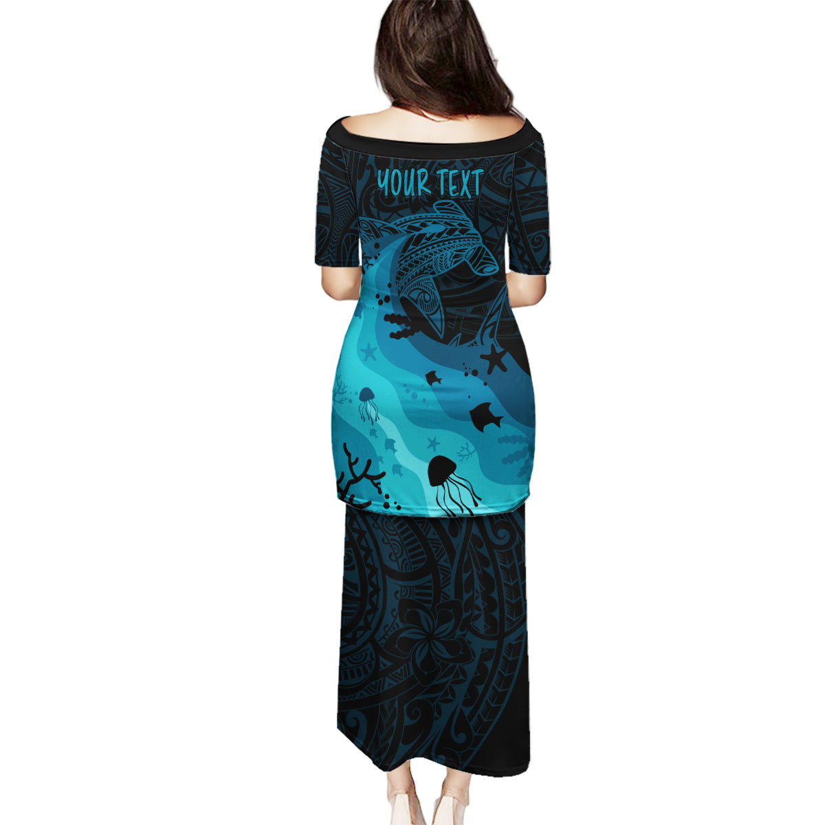 Polynesian Shark Family Matching Puletasi Dress and Hawaiian Shirt Under The Waves LT7 - Polynesian Pride