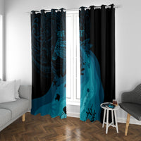 Polynesian Shark Window Curtain Under The Waves LT7 With Grommets Dark Blue - Polynesian Pride