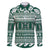 Hawaii Rainbow Warriors Christmas Family Matching Puletasi Dress and Hawaiian Shirt Kakau Motifs LT7 Dad's Shirt - Long Sleeve Green - Polynesian Pride
