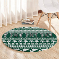 Hawaii Rainbow Warriors Christmas Round Carpet Kakau Motifs LT7 - Polynesian Pride