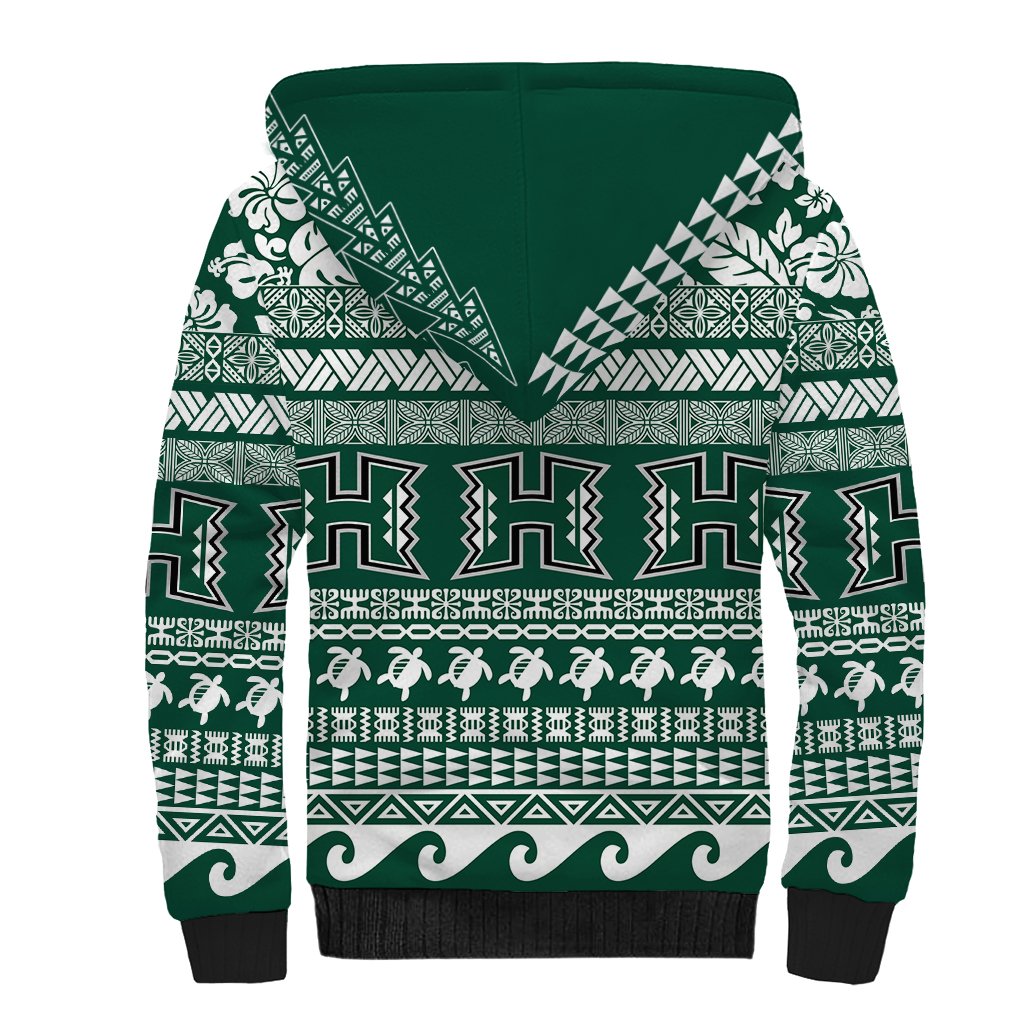 Hawaii Rainbow Warriors Christmas Sherpa Hoodie Kakau Motifs LT7 - Polynesian Pride
