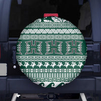 Hawaii Rainbow Warriors Christmas Spare Tire Cover Kakau Motifs LT7 Green - Polynesian Pride