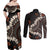 Bula Fiji Women's Day Couples Matching Off Shoulder Maxi Dress and Long Sleeve Button Shirt Classic Masi Tapa
