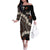 Bula Fiji Women's Day Family Matching Off The Shoulder Long Sleeve Dress and Hawaiian Shirt Classic Masi Tapa