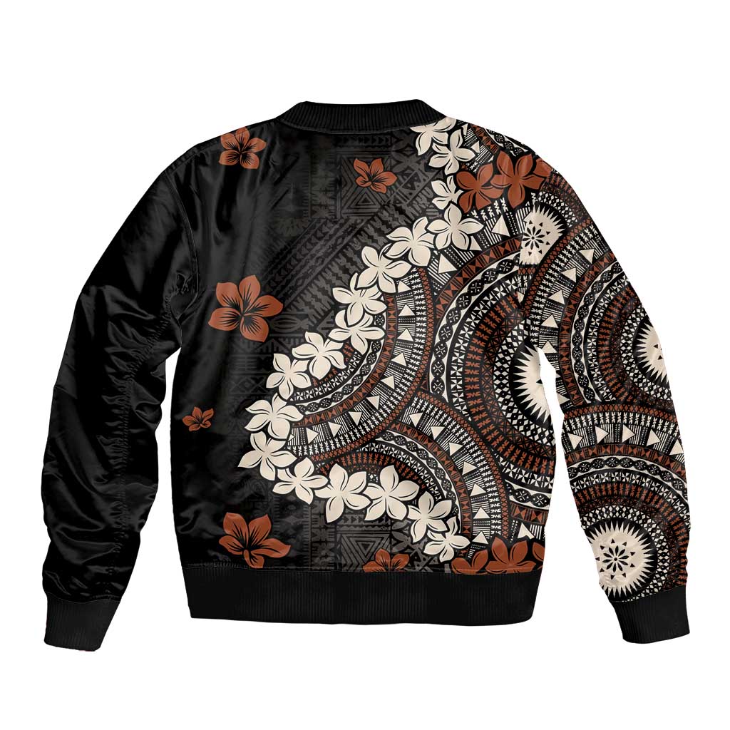 Bula Fiji Women's Day Sleeve Zip Bomber Jacket Classic Masi Tapa