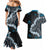 Bula Fiji Women's Day Couples Matching Mermaid Dress and Hawaiian Shirt Indigo Masi Tapa