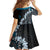 Bula Fiji Women's Day Family Matching Off The Shoulder Long Sleeve Dress and Hawaiian Shirt Indigo Masi Tapa