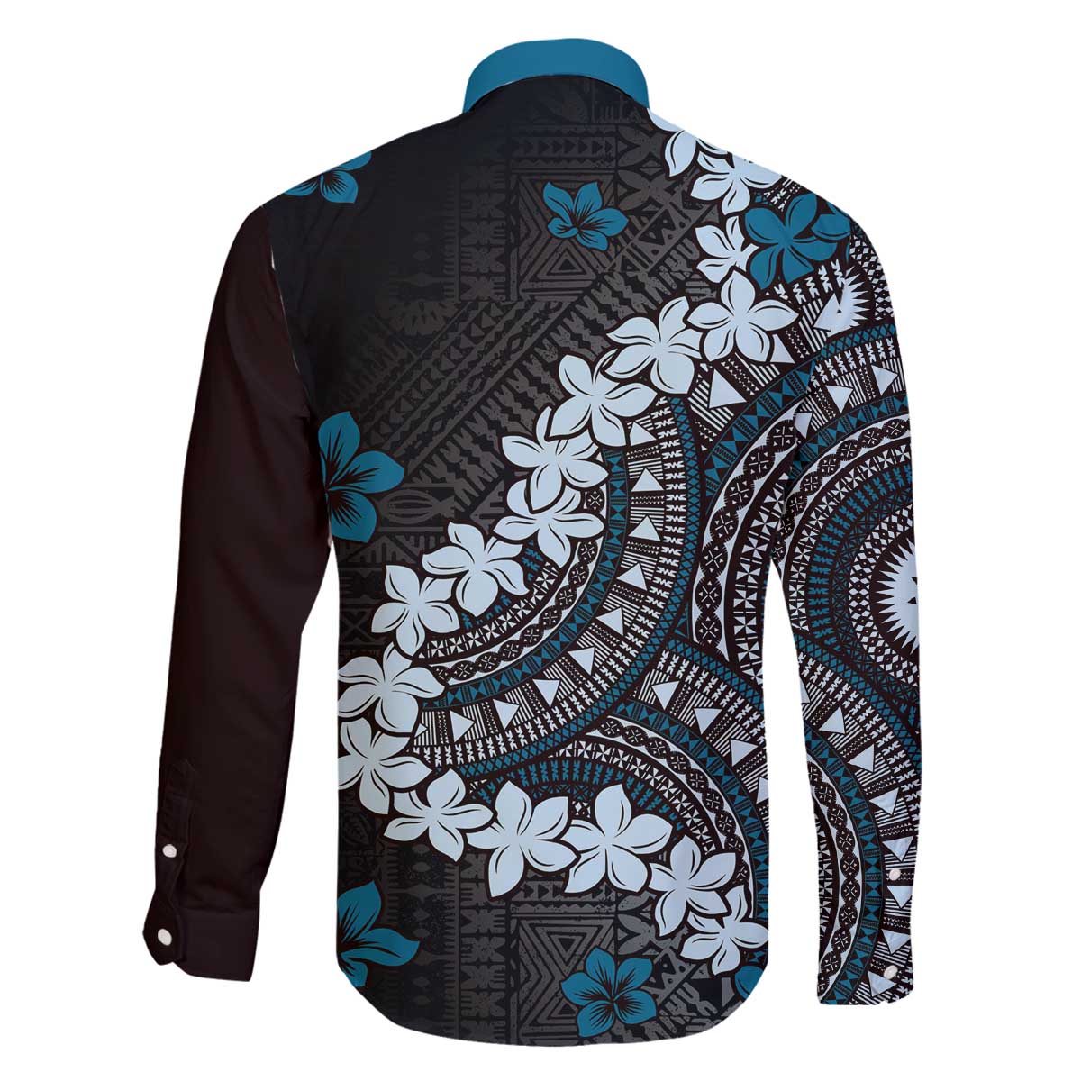 Bula Fiji Women's Day Family Matching Off The Shoulder Long Sleeve Dress and Hawaiian Shirt Indigo Masi Tapa